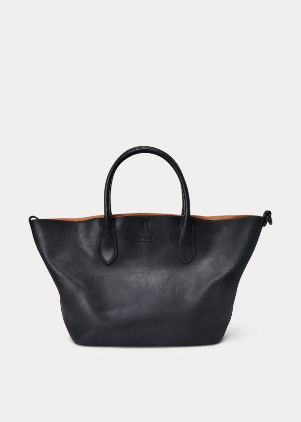 Polo Ralph Lauren Læder Medium Bellport Tote Bag Dame Danmark (STRYP2810)